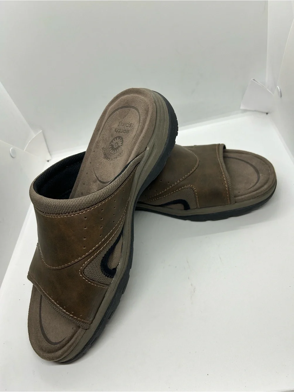 Earth Spirit Mens Brown Gelron Cushion Slide Sandals Size 11 US